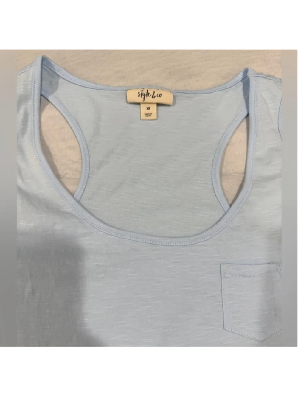 Style & Co Women's Round Neck Razorback Tank Top Light Blue Size XS New
